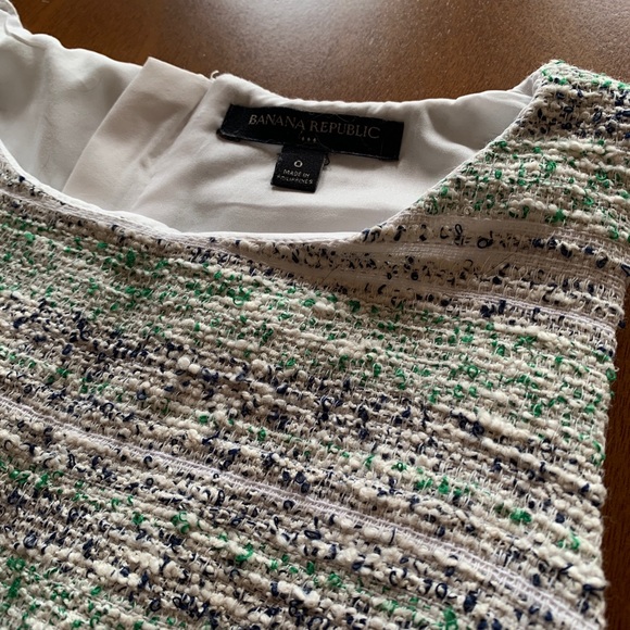 Banana Republic business casual green and white textured dress size 0 - Picture 4 of 6